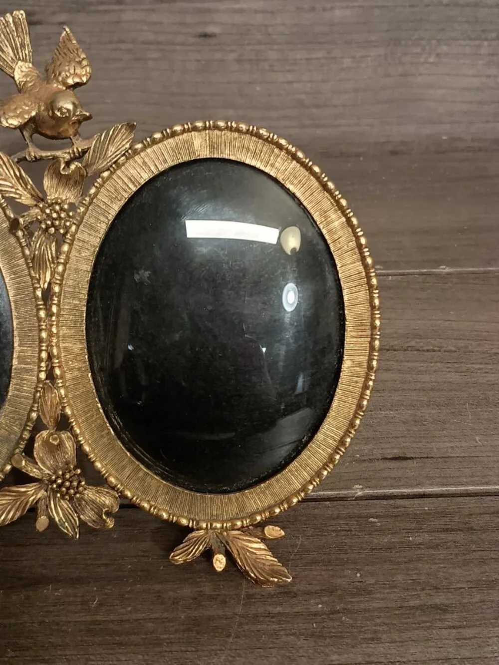 Vintage Matson 24KT Gold Plated Double Oval Miniature Picture Frame 6 3/8